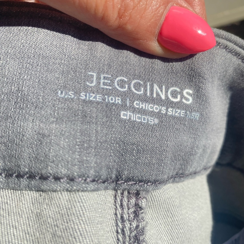 Chico's Jegging Slim Fit Stretch Gray Denim Cotton Blend Jeans Women 10 - Picture 4 of 5